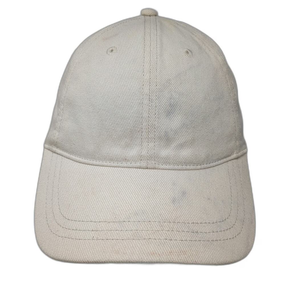 J. Crew Baseball Cap Beige One Size Leather Strapback Brass Buckle Cotton Hat